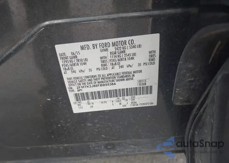 2015 Ford Edge Sel from USA, damaged, VIN 2FMTK3J85FBB55384